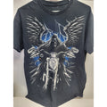 Vtg Grim Reaper Motorcycle TShirt Black grunge distressed Graphic Print Sz L