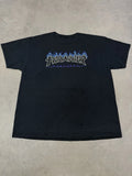 Vintage Y2K Thrasher Magazine Blue Flame Logo T Shirt Black X-Large Faded Skate