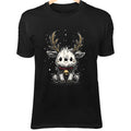 Christmas Reindeer Line Art - Cute Minimalist Cartoon with Antlers & Bell Collar