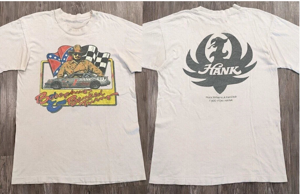 90s Hank Williams Jr. Racing T-Shirt, Vtg Hank Williams Jr Bocephus Country Band