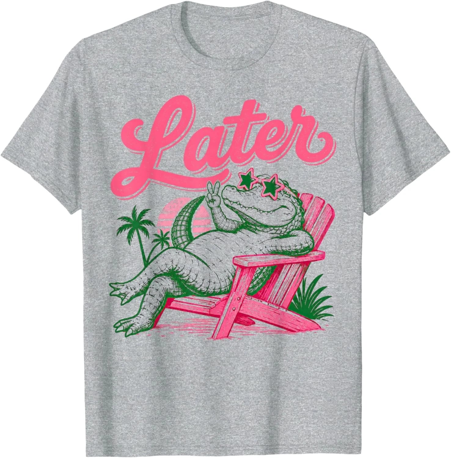 Later Funny Alligator Beach Vacation Retro Sunset Teacher Unisex T-Shirt