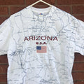Vintage 90s Arizona State Map Print All Over T Shirt Med Phoenix Spell Out USA