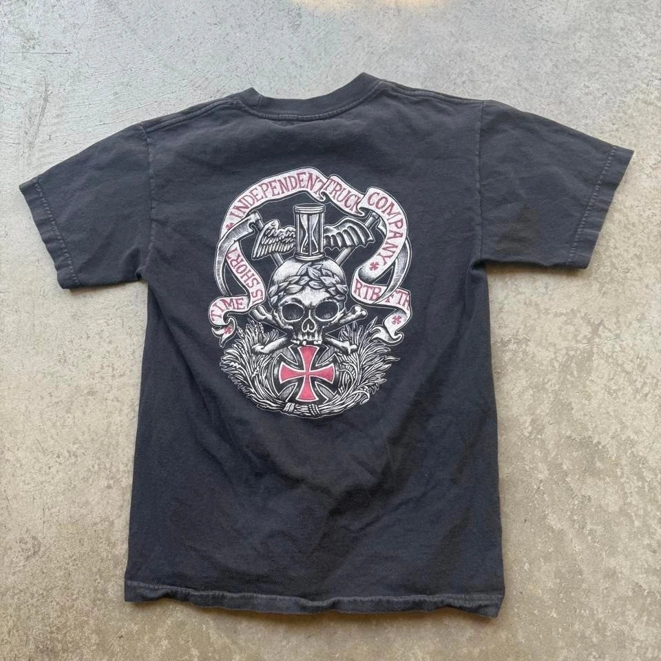 Early 2000s Skull Iron Cross Independent Truck Company Skate Shirt Grunge