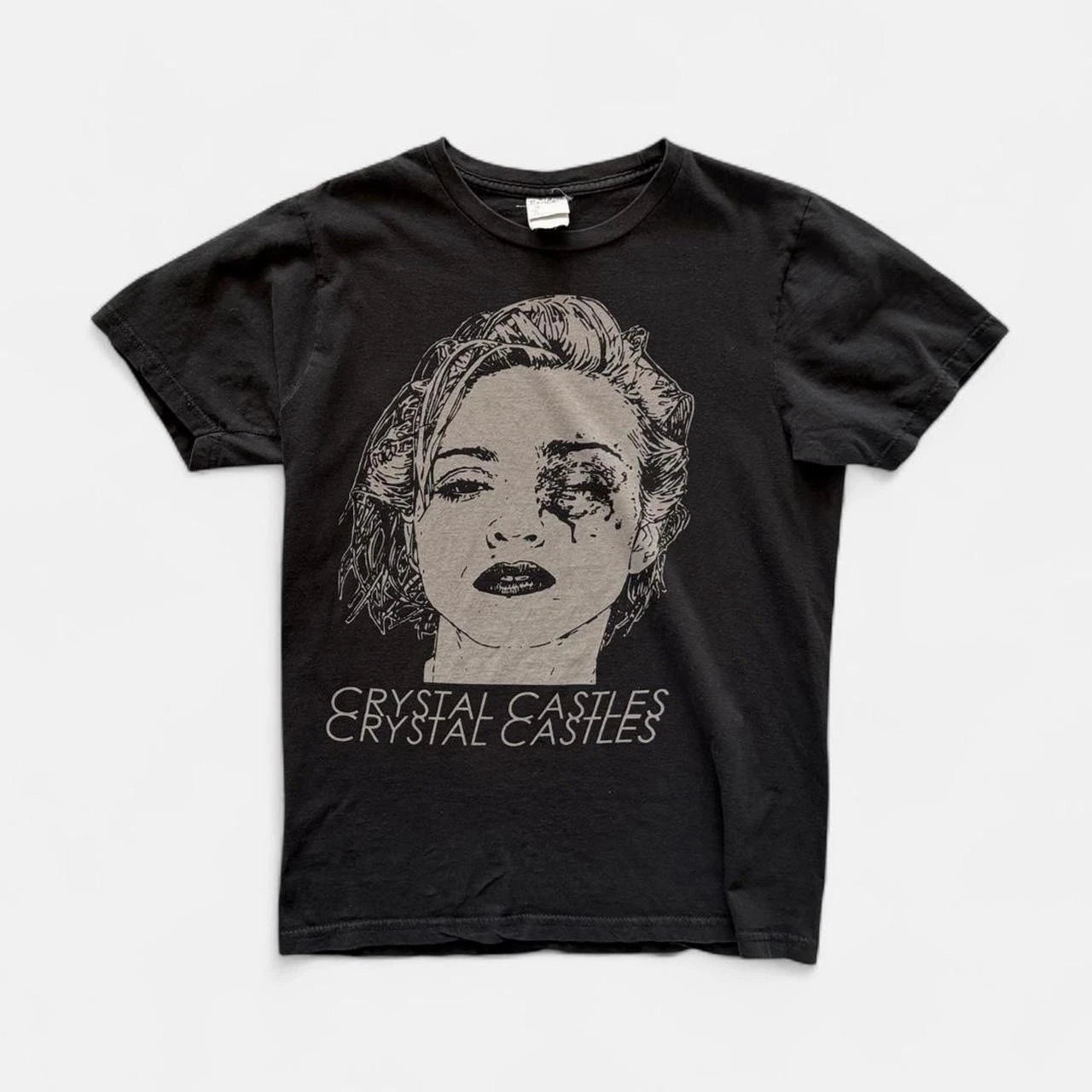 Y2K Bruised Madonna Crystal Castles Band Tee Size m Bay Island Tag