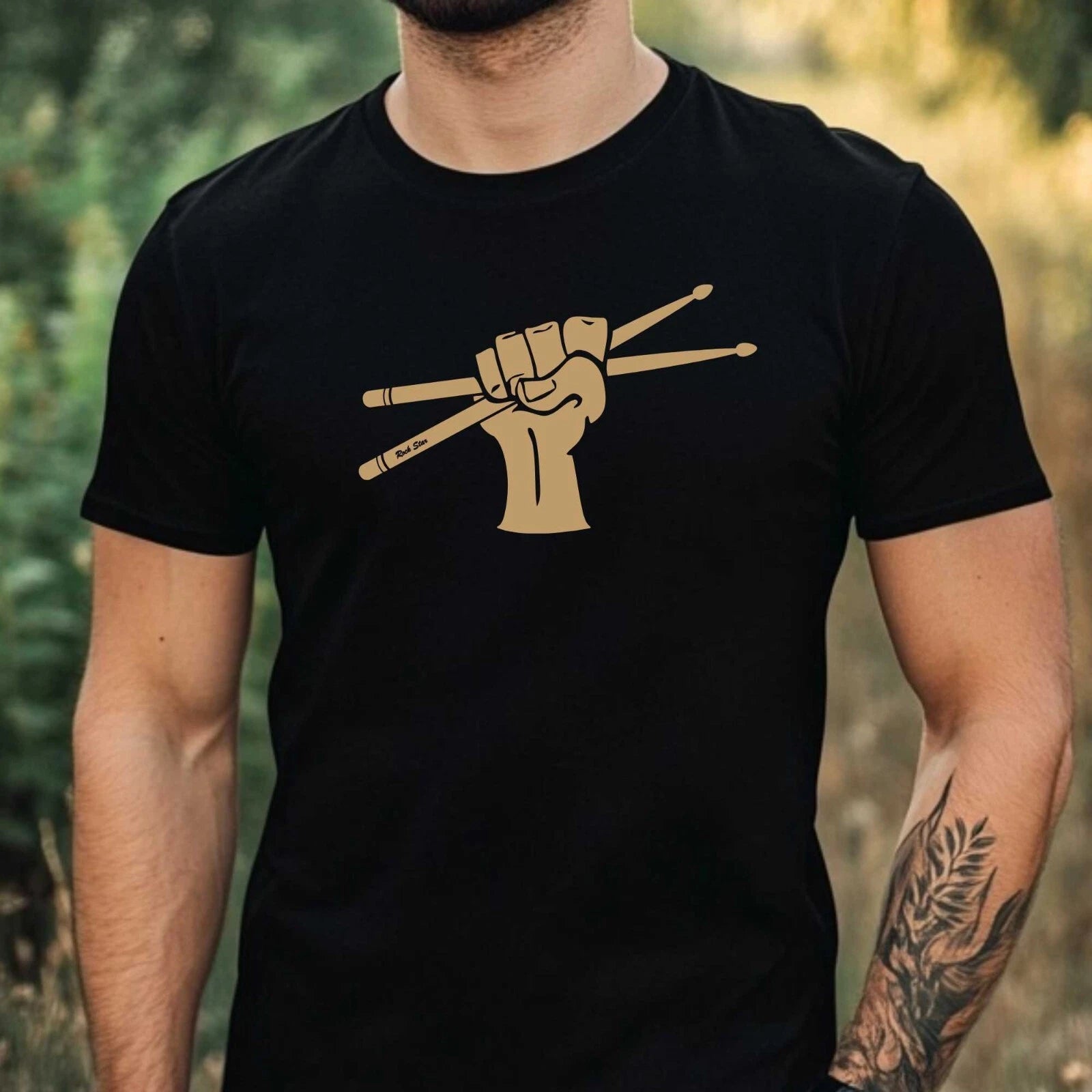 Mens Drums Drum Print Cotton T-Shirt Size XS to 5XL