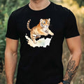 Mens Watercolour Tiger Print Cotton T-Shirt Size XS to 5XL
