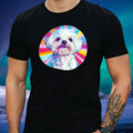 Mens Maltese Dog Pop Art Motif Cotton T-Shirt Size XS to 5XL