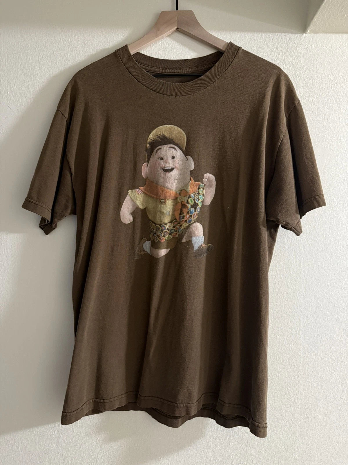 Disney Pixar Up Russell Cast & Crew Promo T Shirt Extremely Rare L Y2K Vintage