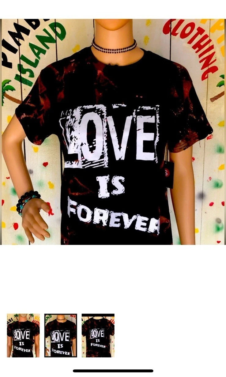Graphic Print Black Peace Love Hippie Soul Short Sleeve Crew Neck T-Shirt Size M