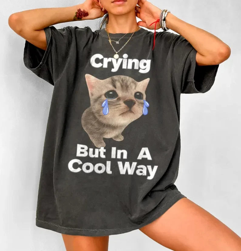Funny Cat Crying Shirt, Popular Meme Shirt, Viral Meme Shirt