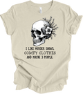 Funny Skull Art with Quirky Quote – Dark Humor Floral Design Gift T-shirt