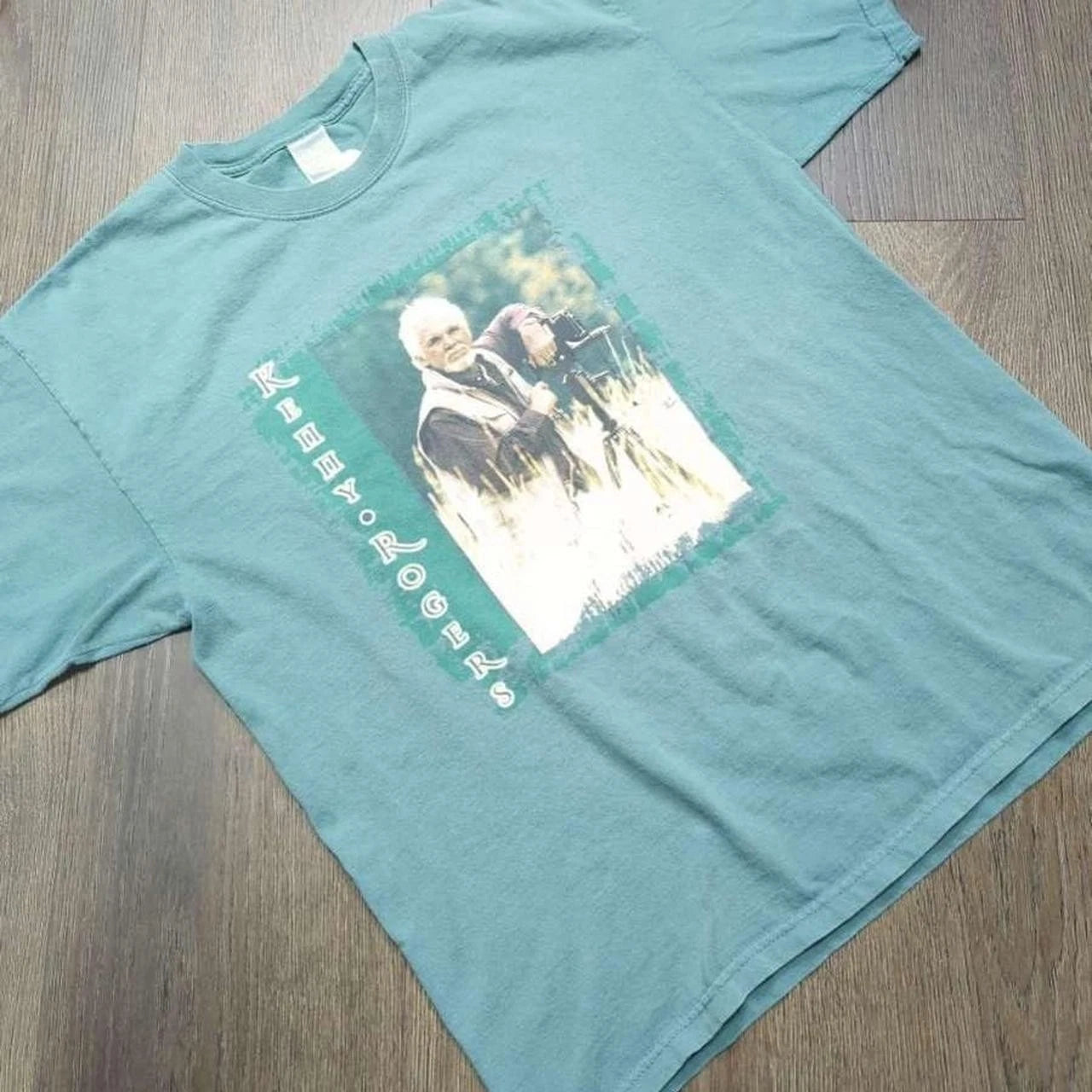 Vintage Kenny Rogers On Tour Portrait Green Country Tee