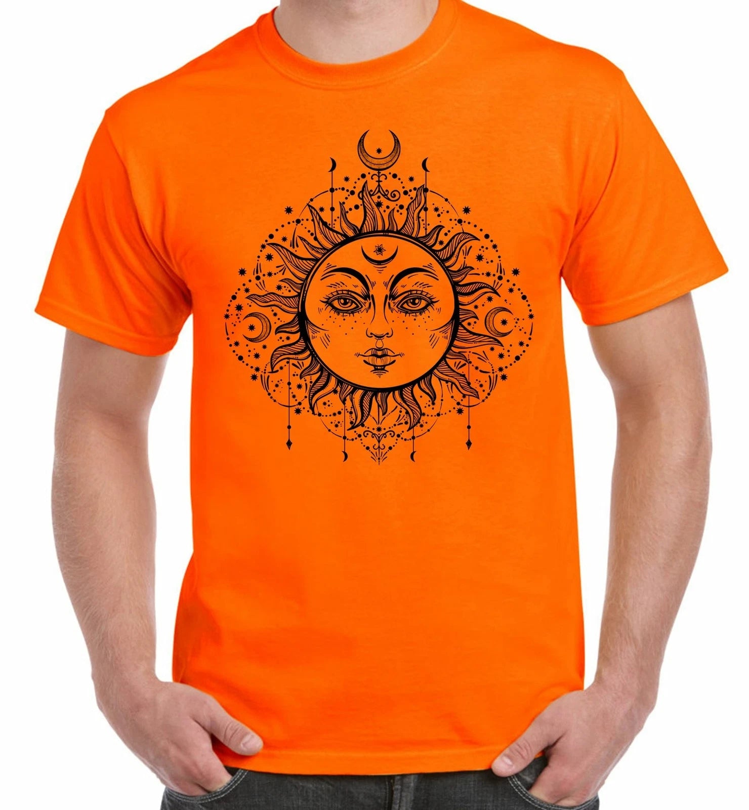 Boho Sun Hipster Tattoo Large Print Men's T-Shirt