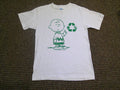 Vintage Y2K Peanuts Charlie Brown Recycle Symbol White T-Shirt S