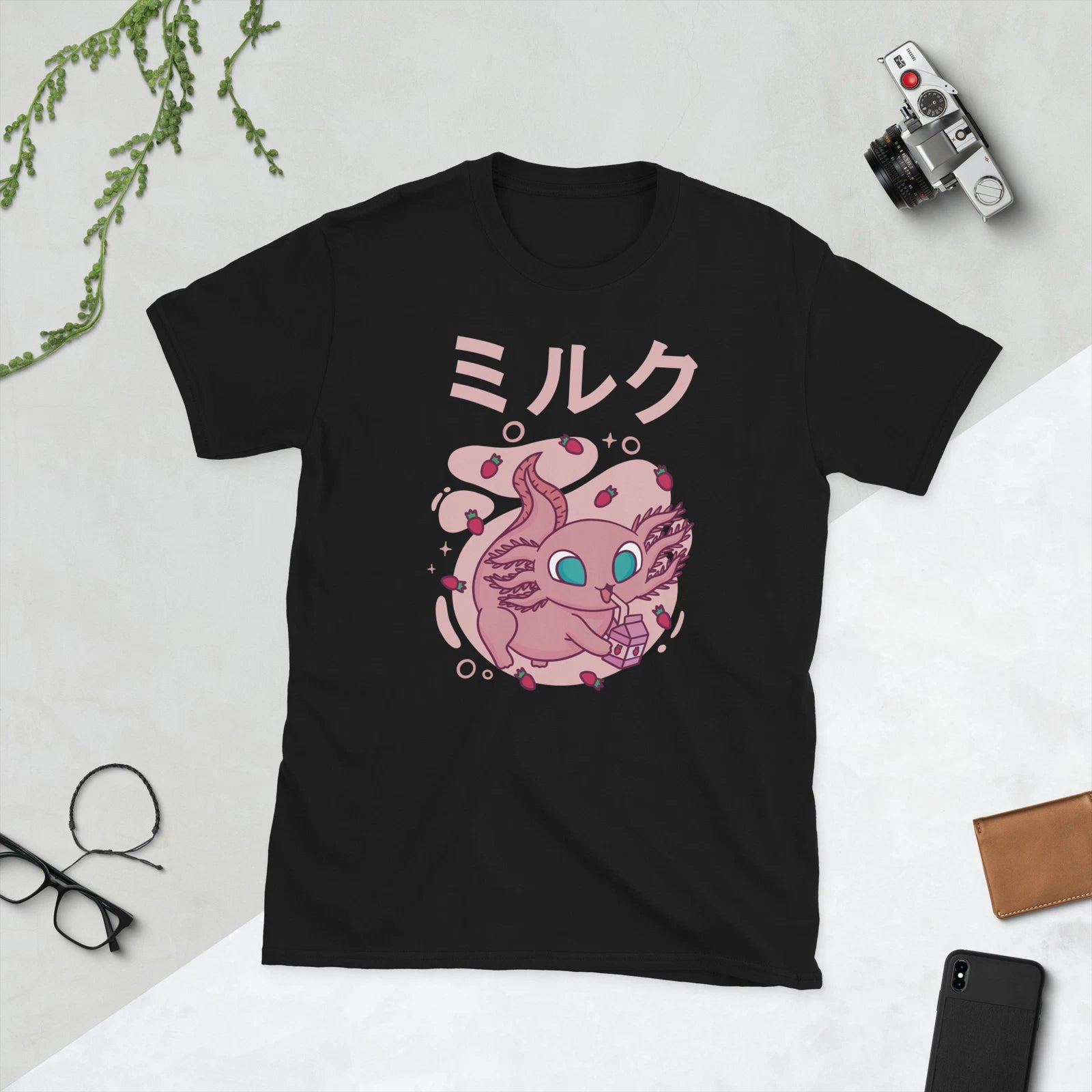 Kawaii Axolotl Strawberry Milk Mexician Salamander T Shirt