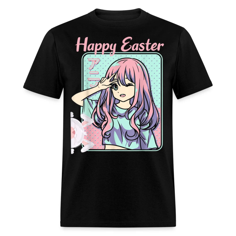Happy Easter Easter Day Kawaii Anime Girl and Easter Bunny T-Shirt