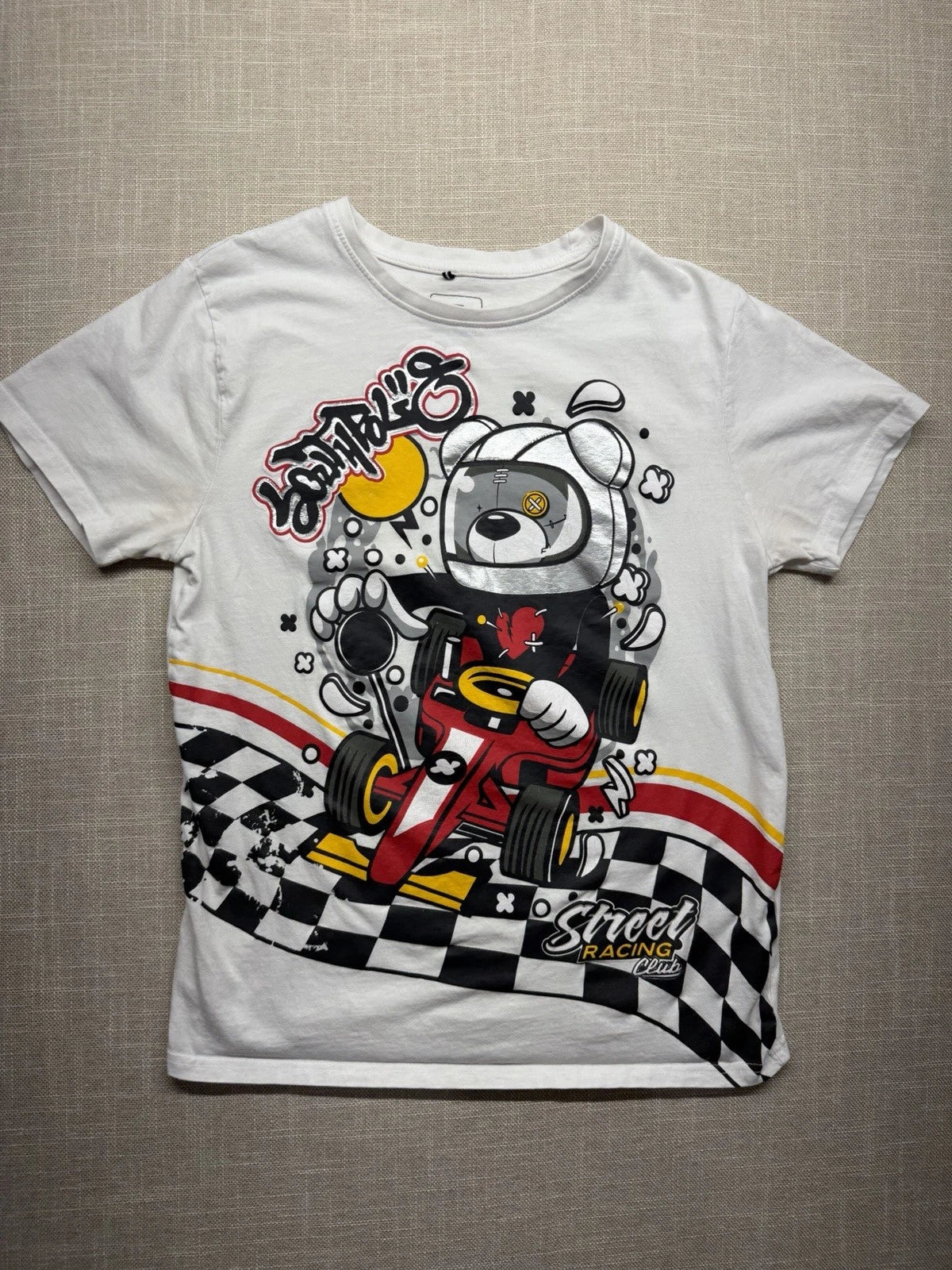 Southpole Shirt Black Street Racing Club  Graphic Logo Teddy Bear Mens Small