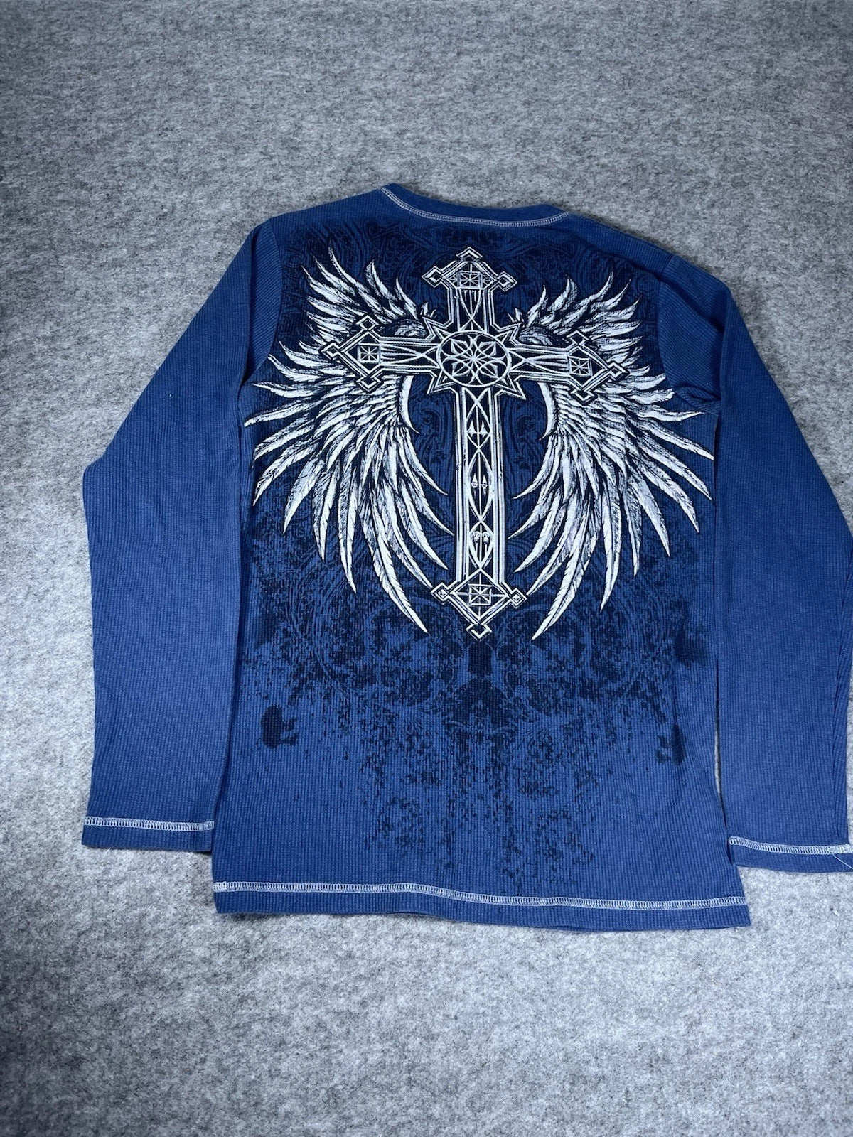 Rare Y2k No Boundaries Longsleeve Skull Cross Wings Thermal S