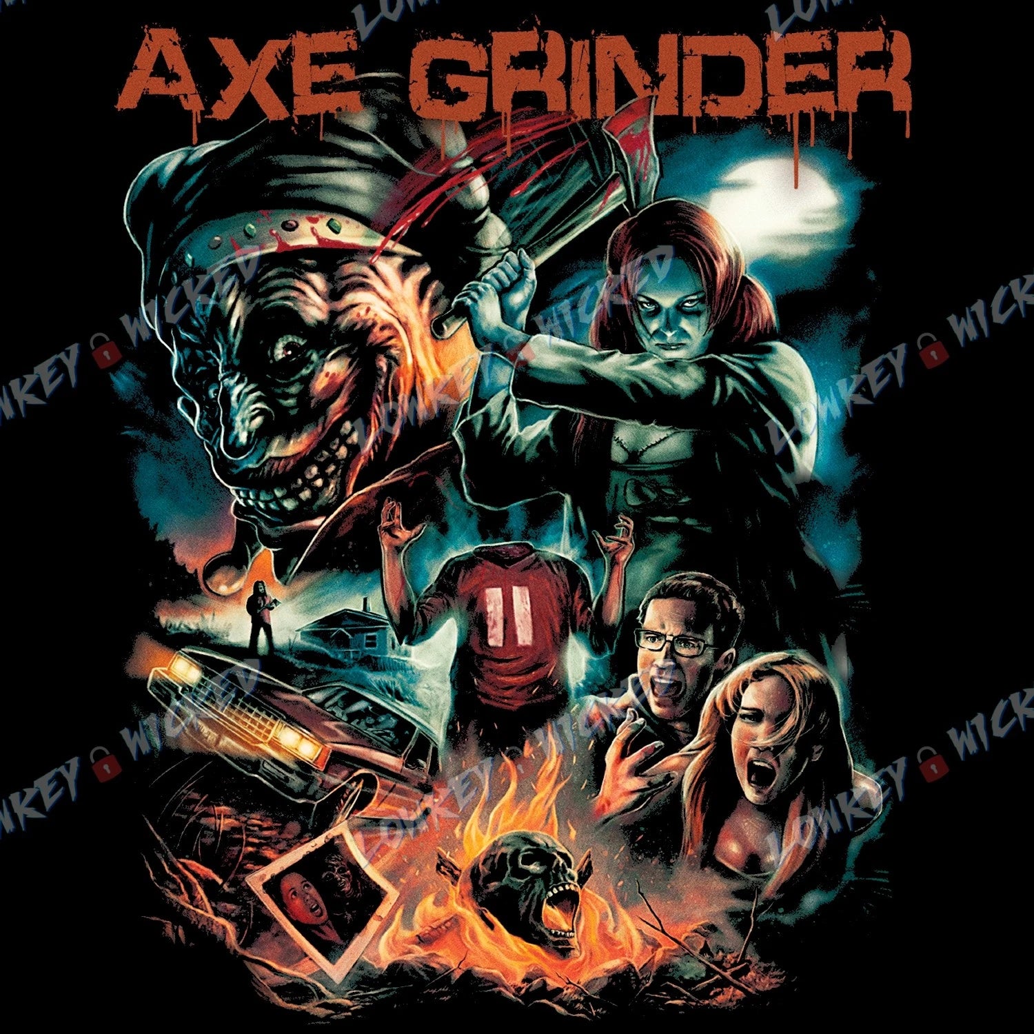 Axe Grinder Horror Movie T-Shirt | Retro Slasher Art | Sleazy Cult Cinema
