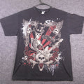 Y2K Hybrid Tees Shirt Mens Large Black Skeleton Guitar Roses Graphic Tee Gothic