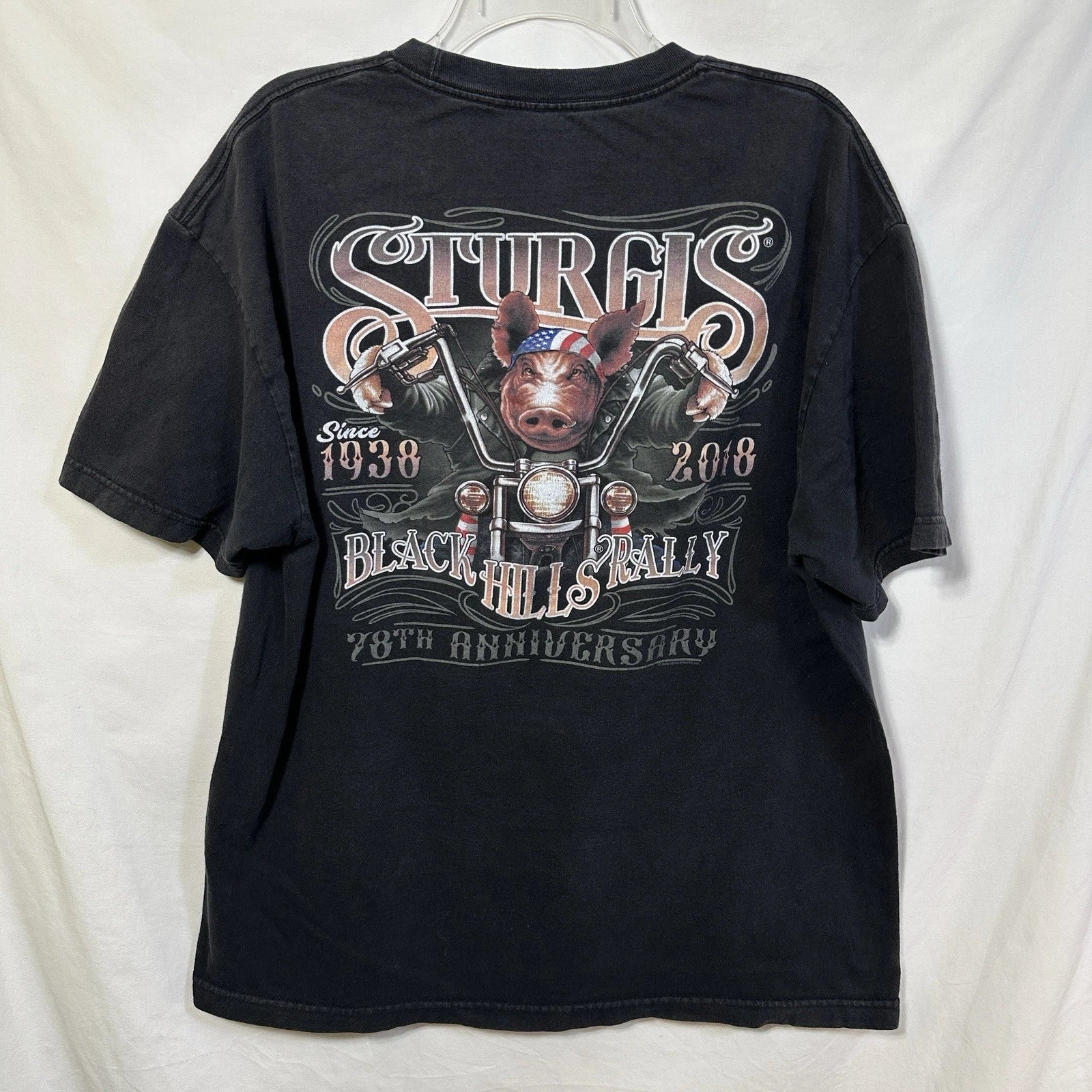 Sturgis 2018 Black Hills Rally XL Biker T-Shirt Hog Motorcycle Americana Pig 78