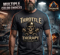 Throttle Therapy Biker Shirt Skull Motorcycle Rider Funny Gym Mens Tee No Harley