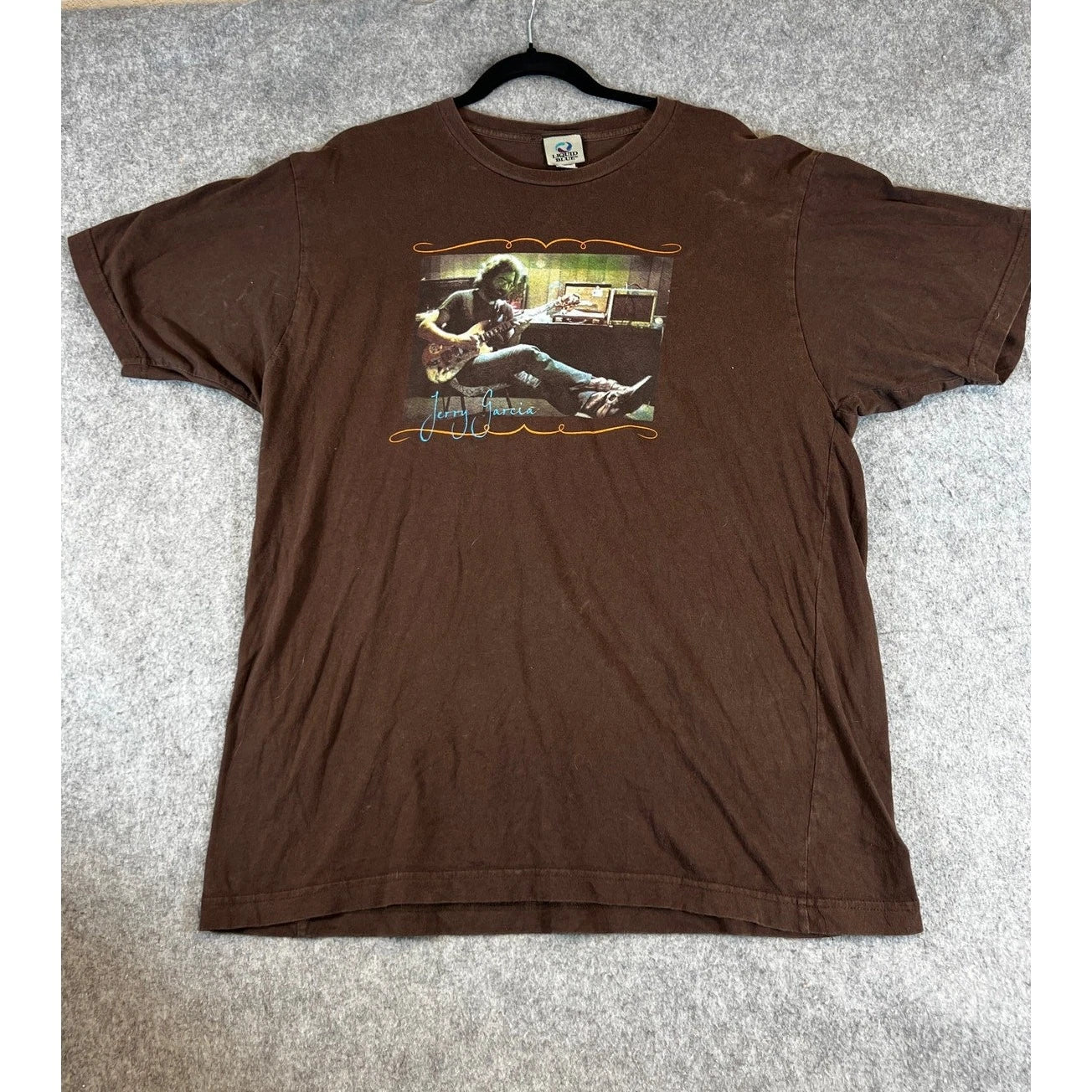 VINTAGE Y2K Jerry Garcia Liquid Blue T Shirt Mens XL Brown Graphic Tee Hippie