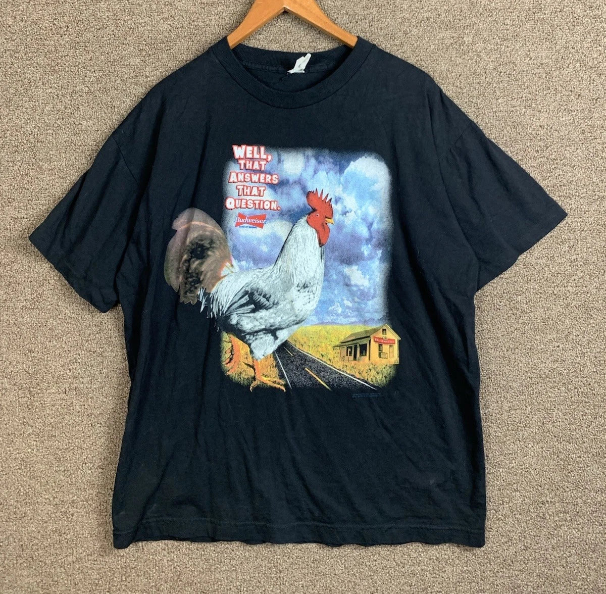Vintage Budweiser 1997 Chicken Cross The Road Shirt Mens XL Single Stitch 90s