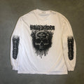 Harley Davidson Skull Flames Long Sleeve Hit T-Shirt White XL Grunge Biker
