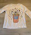 graniph Kawaii Popcorn long sleeve T-shirt white cotton Japan Sz SS (US XS)