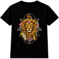 Boho Lion T Shirt Mandala Sacred Geometry Graphic Tee Mystic Animal Art Top