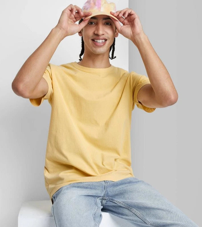 Unisex Yellow T-Shirt Soft Cotton Basic Tee Casual Everyday Summer Minimalist