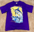 Vintage Florida Marlin Tourist T-Shirt Adult Large Purple 90's Deadstock Ocean