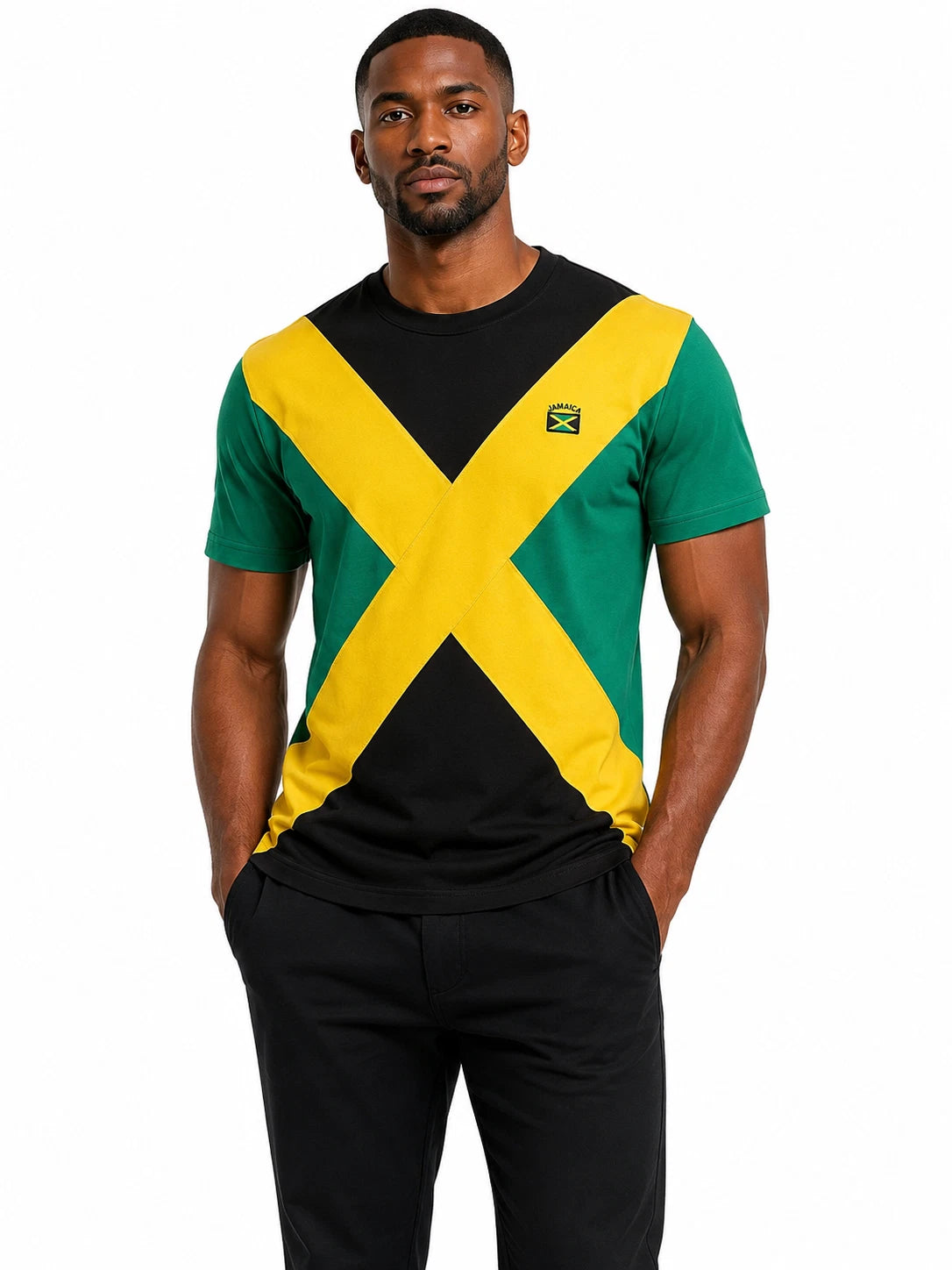 Mens Jamaica T-Shirt Men's Jamaican Flag Top Rastafari Rasta T Shirt Casual Wear