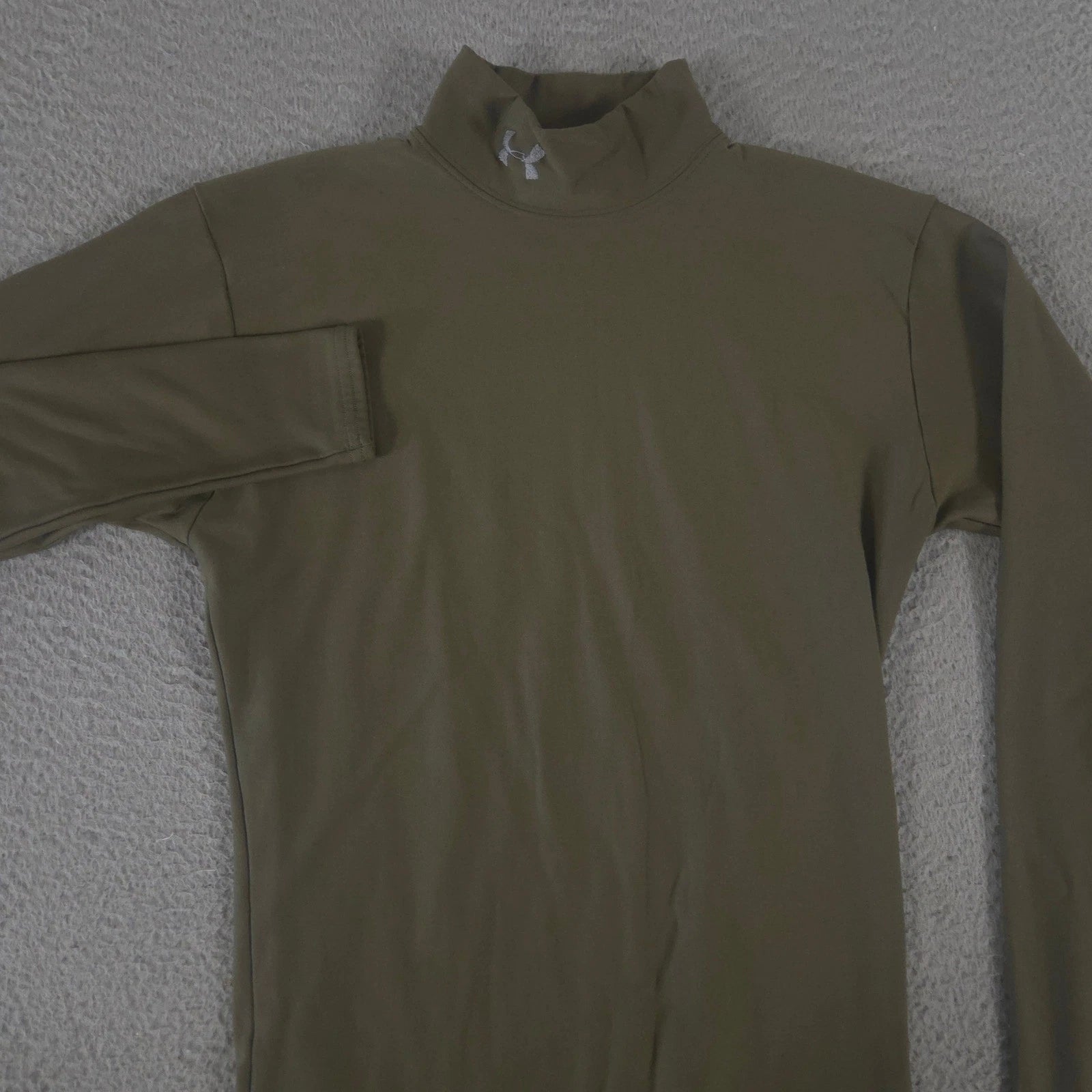 VINTAGE Under Armour Shirt Mens M Olive ColdGear Compression Mock Neck Y2K