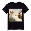 Creation of Adam Cat Parody Michelangelo Graphic T-Shirt, Funny Art Tee