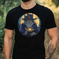 Men's Magic Wolf Wizard Motif Cotton T-Shirt Size XS to 5XL