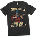 funny outta spells but not outta shells humorous wizard magician tee shirt