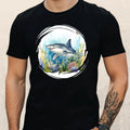 Mens Shark Watercolour Motif Cotton T-Shirt Size XS to 5XL