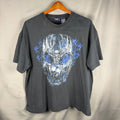 Vintage Y2K Demon Skull T Shirt 2XL XXL Mens Bat Wing Grunge Skeleton Skater