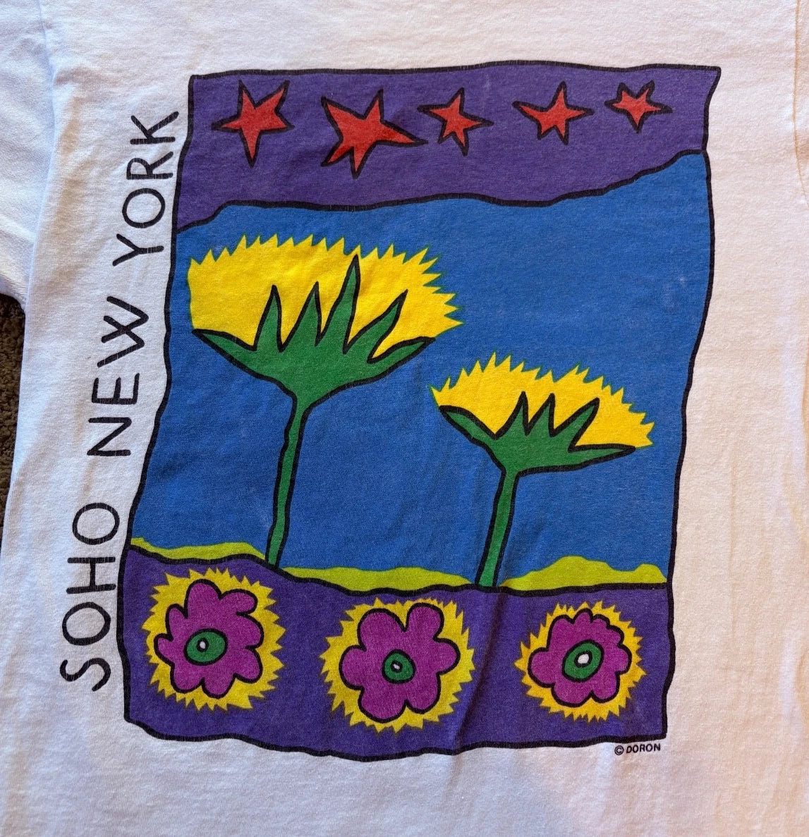 Vintage 90s New York SoHo Doron Warhol Style Pop Art Tee Large? Single Stitch