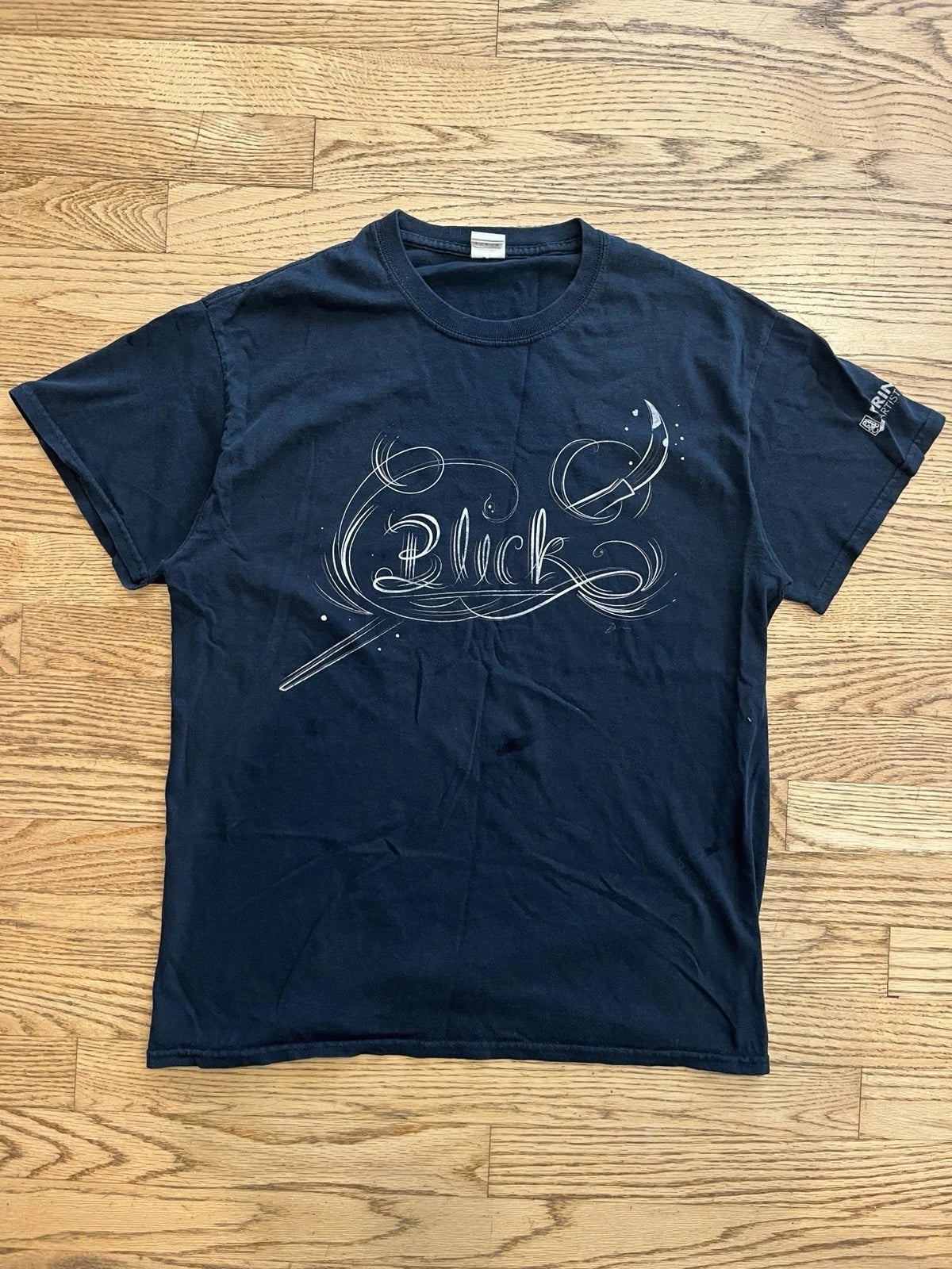 Vintage Y2k, Blick, Gildan, Black Mens Medium Tee, Small Flaws