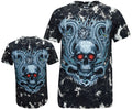 Biker Skull Dragon Grim Reaper Glow In Dark Tattoo Goth Tye Dye T - Shirt M -XL