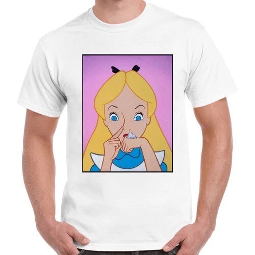 Alice Wonderland Cocain Funny Drug Men Women Gift T Shirt 2890
