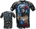 New Gothic Angel Biker Tattoo Goth Glow In Dark Tattoo Tye Dye T- Shirt M - XXL