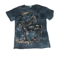 Vtg Y2K Graphic Tee Shirt S/XS GRAY AOP Skull  Grunge EUC Reaper