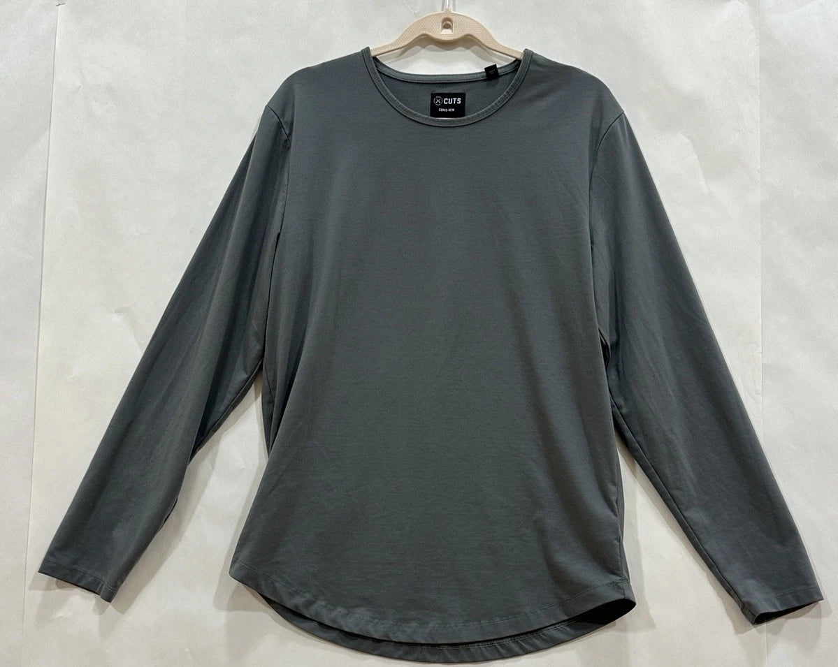 Cuts Shirt Mens XL Gray Long Sleeve Curve Hem