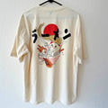 Cotton Blend Graphic Tee Unisex M Relaxed Cream Kawaii Anime Streetwear