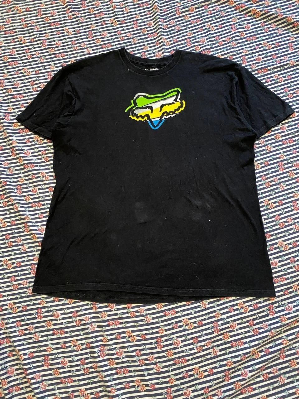 Vintage Y2k Fox Racing Motorcycle Men's Size XL T Shirt Black Distressed Faded