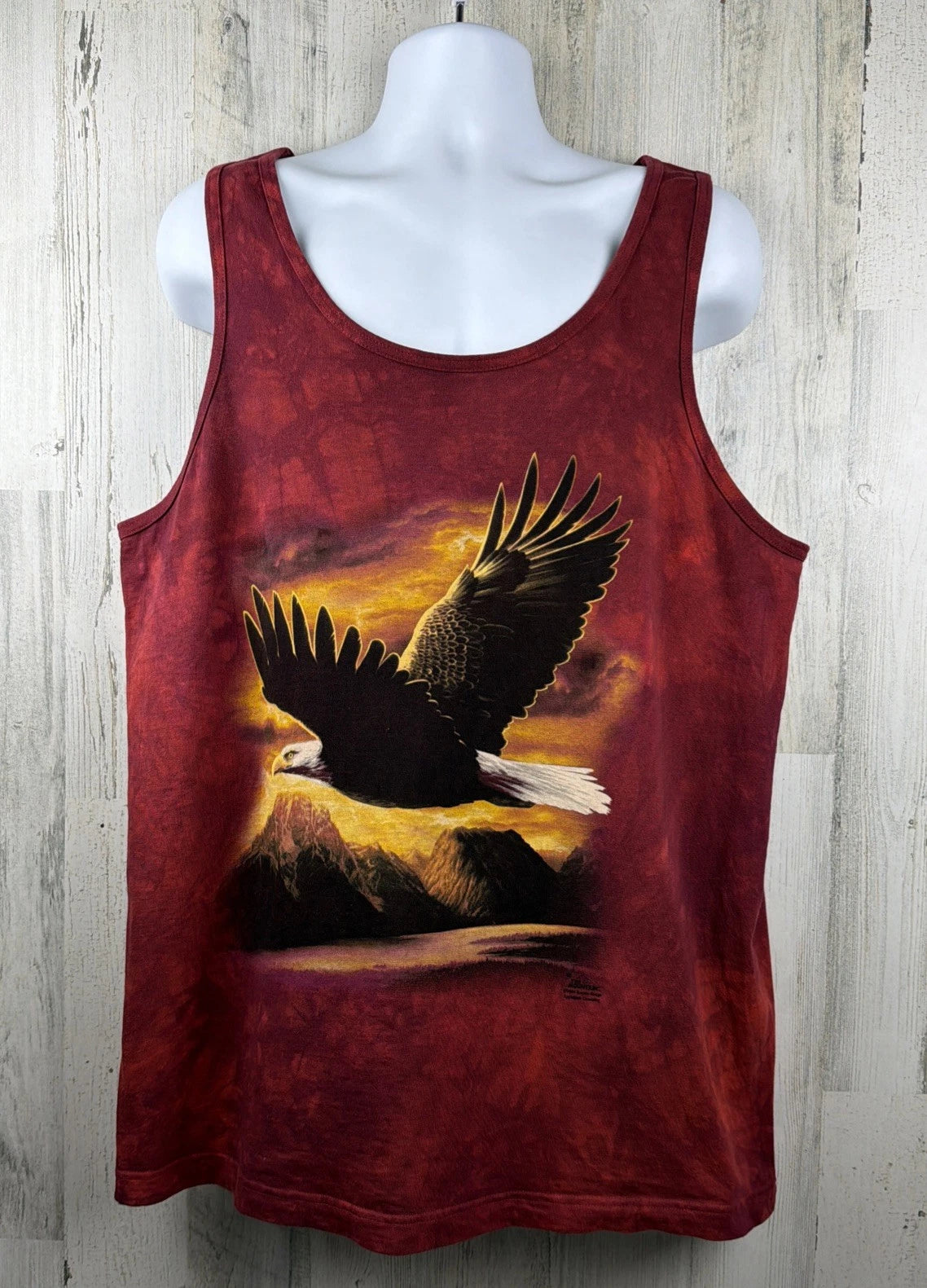 Y2K 2004 The Mountain Tie Dye Eagle Leather Tag Tank Top T-Shirt XL (23x32) NEW